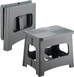 Folding Step Stool Foot Stool with 9 Inch Height Holds Up to 300 lbs Non-Slip Foldable Step Stool for Kitchen, Bathroom & Living Room (Gray)