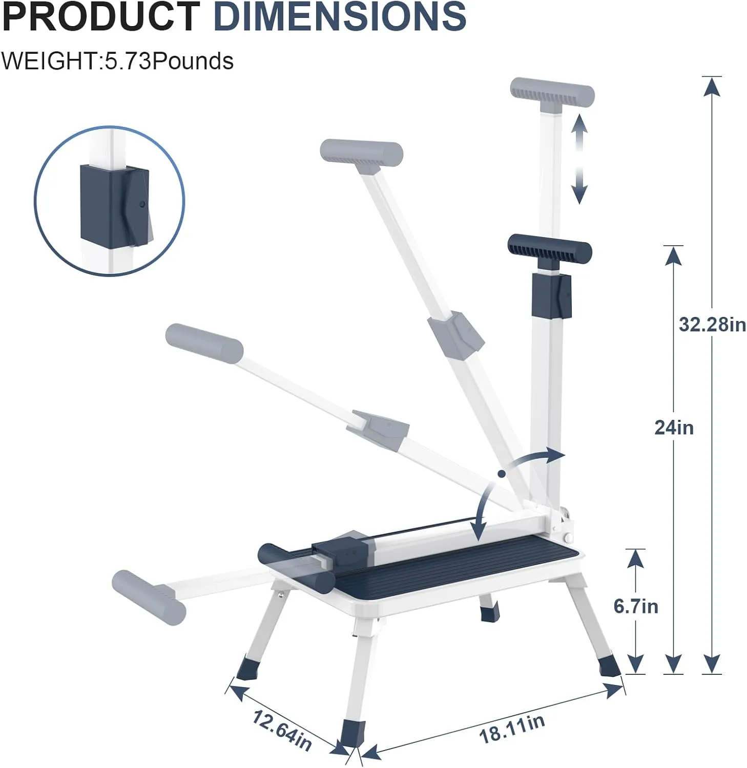 Folding Step Stool, Step Stools with Handle for Elderly Adults, Metal Stepping Stool with Adjustable Handrail in Kitchen, Bathroom, Bedroom, 330 Lbs Capacity