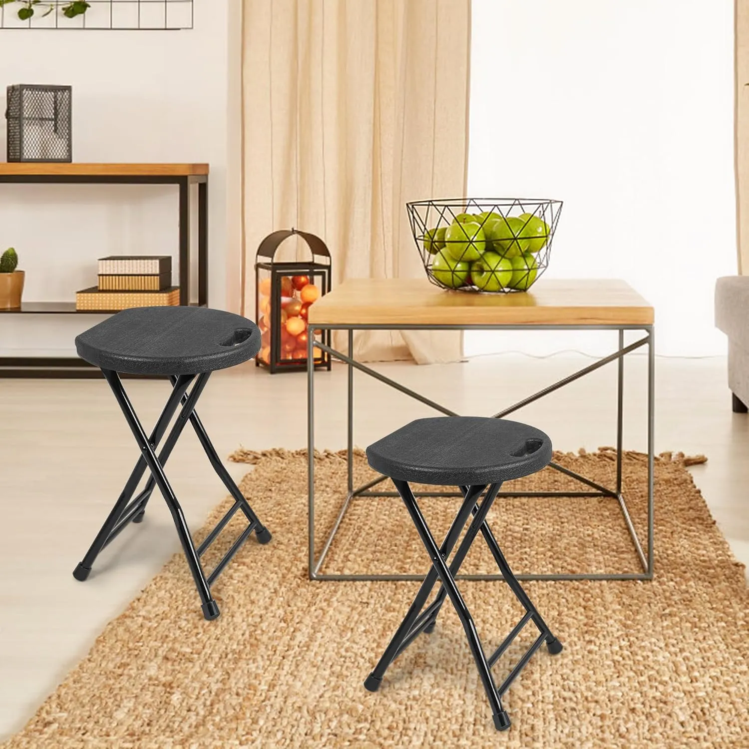 Folding Stool with Handle, Folding Chair,Folding Bar Stool with Non-Slip Feet,600 lbs Capacity,Indoor and Outdoor Foldable Stool for Adults(13"×11.5"×18")
