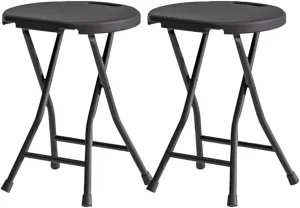 Folding Stool with Handle,2 Pack 18/24in Folding Chair Foldable Bar Stool with Non-Slip Feet,Portable Collapsible Stool for Camping Adults (18in 2pack S)
