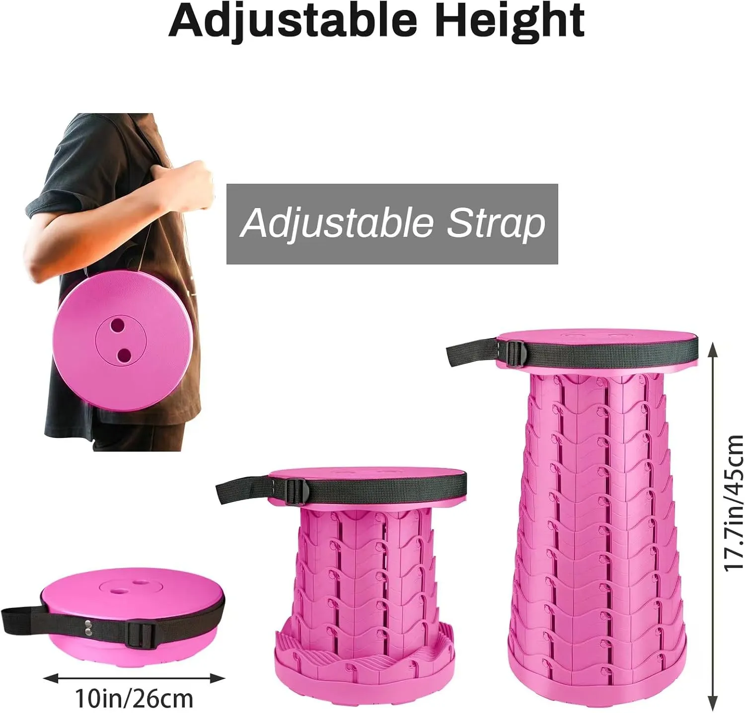 FoldingStool Colorful Stool Body Portable Collapsible Stool Seat Max Load Capacity 397lbs, Telescopic Folding Stools Retractable Stools for Adults Camping Hiking Travel Outdoor BBQ
