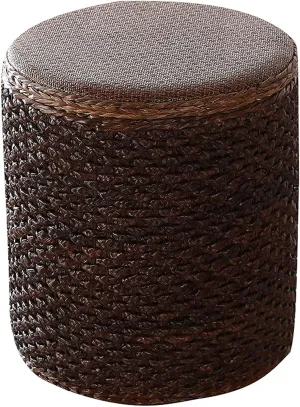 Footstool Foot Stool Practical Rattan Weaving Family Clothing Box, Foot Stool Non-Woven Multi Functional Shoes Stool Round Storage Boxes Home Decor Chair
