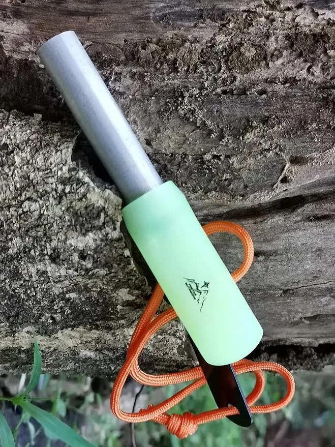 Fostar Outdoors Emergency Fire Starter，Magnesium Mg Rod Integrate with Ferro Rod, Paracord and Multi –Function Scraper Striker, Great for Bushcraft, Camping, Hiking, Hunting