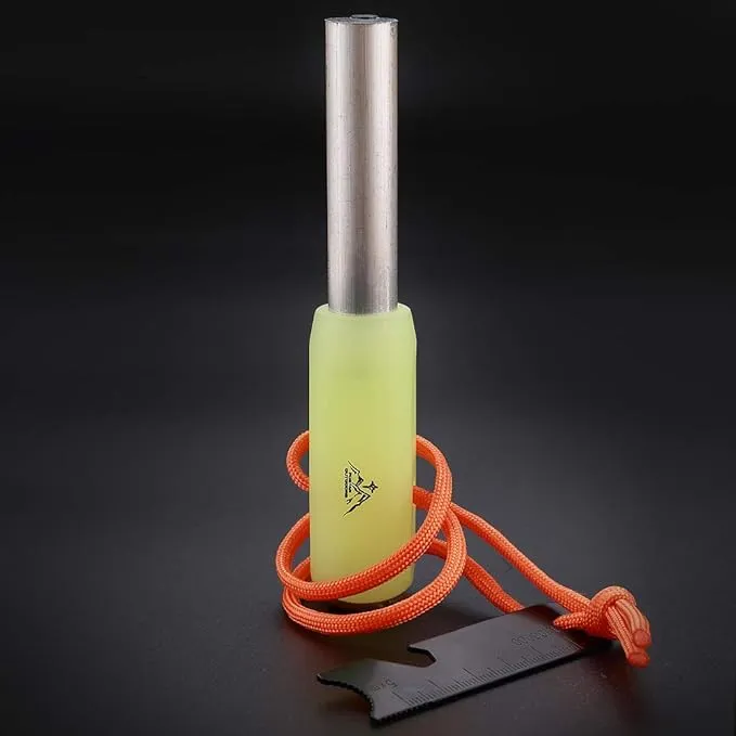 Fostar Outdoors Emergency Fire Starter，Magnesium Mg Rod Integrate with Ferro Rod, Paracord and Multi –Function Scraper Striker, Great for Bushcraft, Camping, Hiking, Hunting
