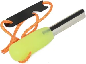 Fostar Outdoors Emergency Fire Starter，Magnesium Mg Rod Integrate with Ferro Rod, Paracord and Multi –Function Scraper Striker, Great for Bushcraft, Camping, Hiking, Hunting