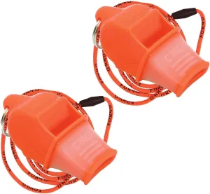 Fox 40 Sonik Blast Cushion Mouth Group Sports and Safety Loud Whistle with Lanyard, Orange (2 Pack)