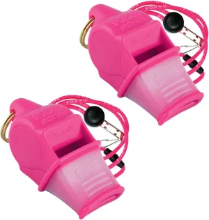 Fox 40 Sonik Blast Cushion Mouth Group Sports and Safety Loud Whistle with Lanyard, Pink (2 Pack)
