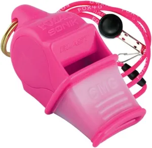 Fox 40 Sonik Blast Cushion Mouth Group Sports and Safety Loud Whistle with Lanyard, Red (2 Pack)