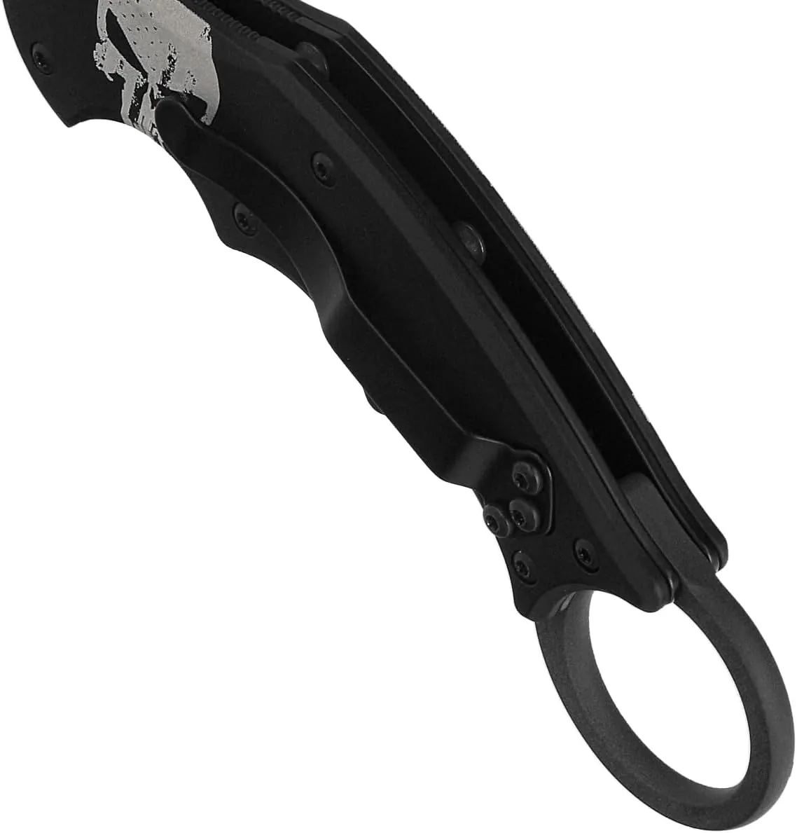 Fox Knives FX-599 ALB-4 Black Folding Karambit, Emerson Wave, N690Co Steel, Graphic Art Handle, Black Blade Finish, Liner Lock, Pocket Clip (The Skull)