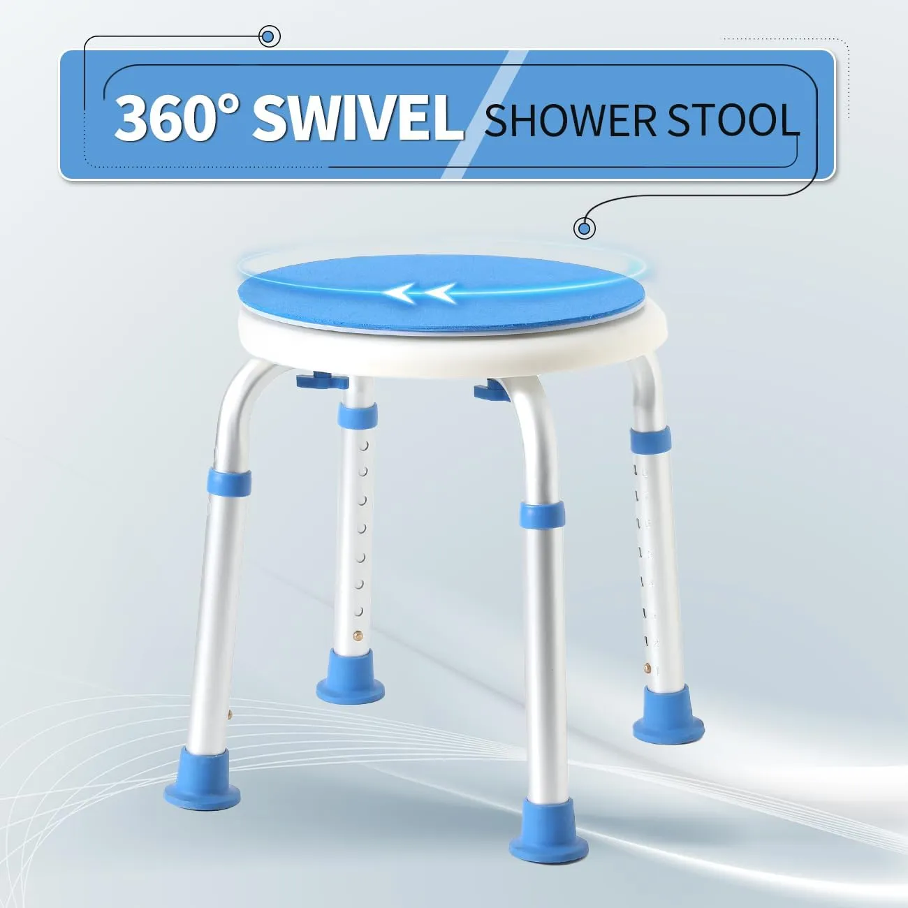 FSA HSA Swivel Shower Stool for Inside Shower, Shower Chair for Inside Tub, Shower Seat, Bath Chair for Elderly/Pregnant SOUHEILO, Blue