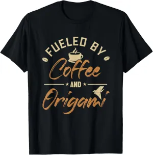 Fueled by Coffee and Origami Owl Paper Crane Folding Origami T-Shirt