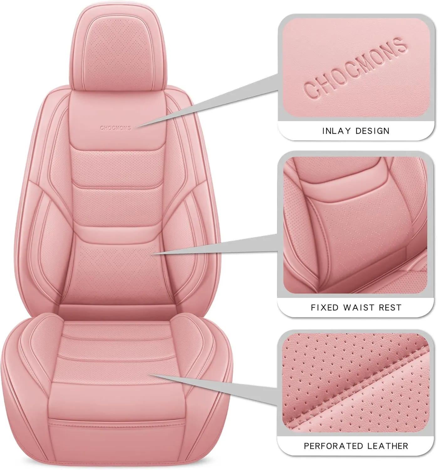 Full Coverage Front Set Seat Covers with Waterproof Leather,Lumber Support and Airbag Compatible,Universal Fit for Most SUVs, Trucks,and Sedans in Automotive Seat Covers