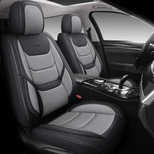 Full Coverage Front Set Seat Covers with Waterproof Leather,Lumber Support and Airbag Compatible,Universal Fit for Most SUVs, Trucks,and Sedans in Automotive Seat Covers