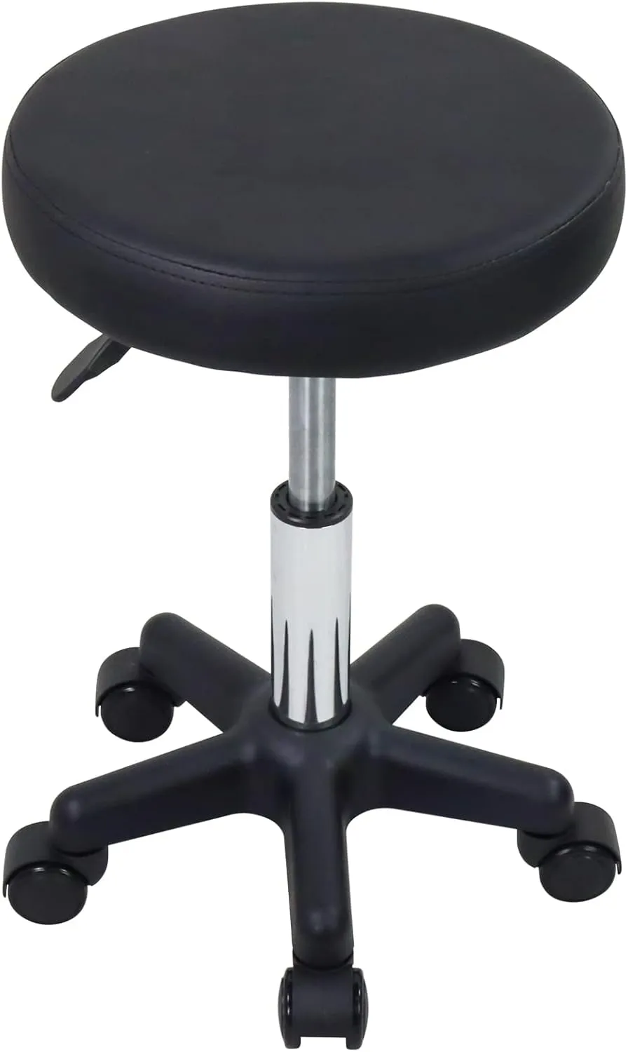 FURWOO Round Rolling Stool Height Adjustable Stool with Wheels for Spa Salon Massage Black