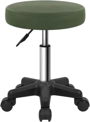 FURWOO Round Rolling Stool Height Adjustable Stool with Wheels for Spa Salon Massage Green