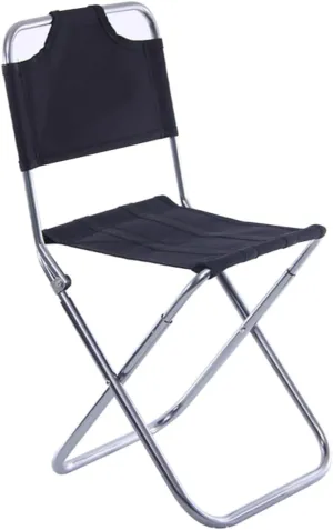 GANAZONO Aluminum Alloy Collapsible Fishing Stool Portable Folding Chair for Outdoor Activities Travel Hiking Camping Lightweight Durable Design Black Silver