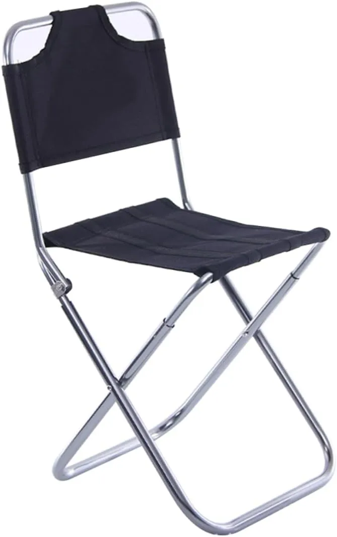 GANAZONO Aluminum Alloy Collapsible Fishing Stool Portable Folding Chair for Outdoor Activities Travel Hiking Camping Lightweight Durable Design Black Silver