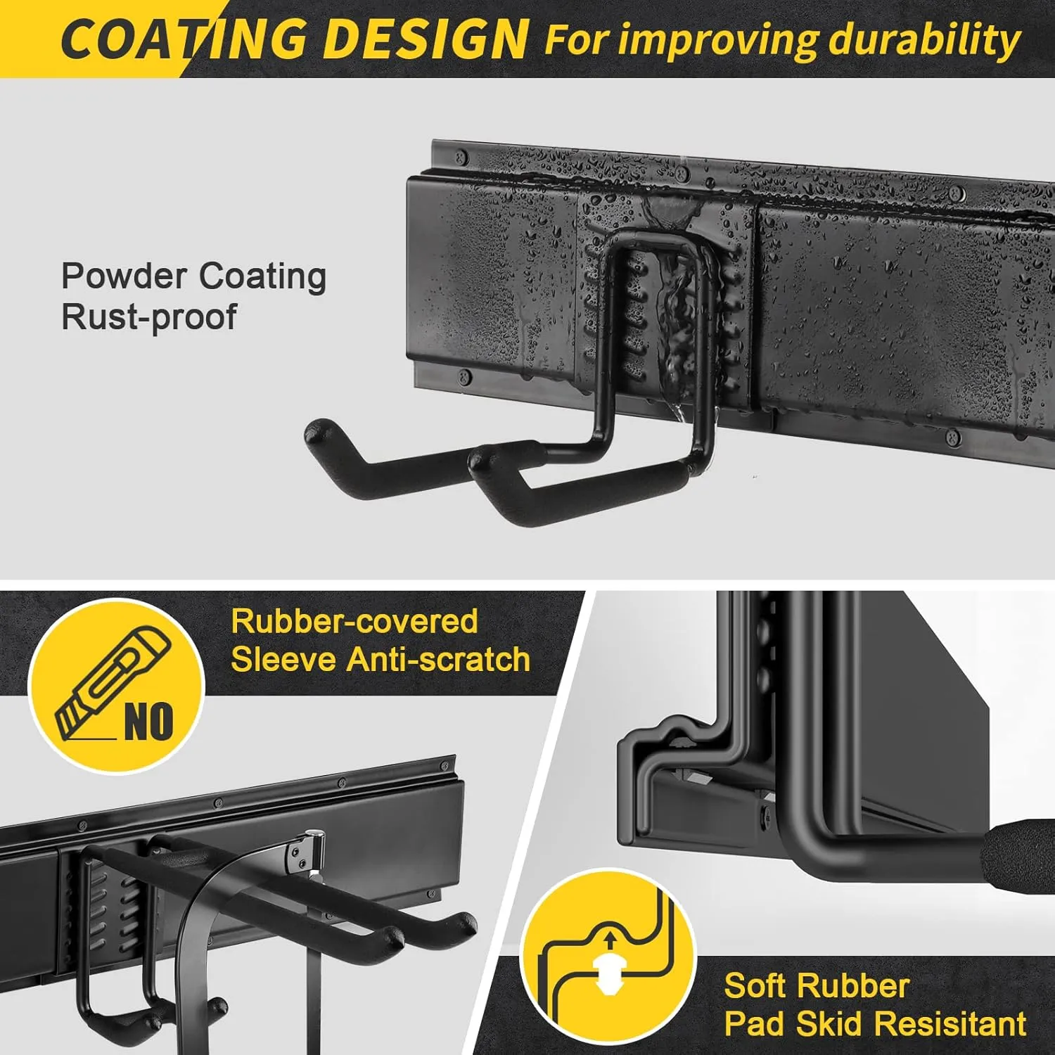 Garage Storage, Garage Organization, Wall Mount Garden Tool Organizer 48 Inches, 440lbs Adjustable Heavy Duty Metal Hanging Hooks, Yard Rack Hanger System Shovel Rake Broom Mop Holder, Men Gift