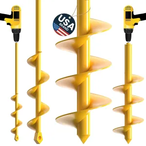 Garden Auger Drill Bit for Planting - Pack of (2) - 1.6”x16.5” & 3.5”x16” – Fast & Easy Hole Digging for Planting, Bulbs, Bedding Plants & More - Compatible with 3/8 Inch Hex Drive