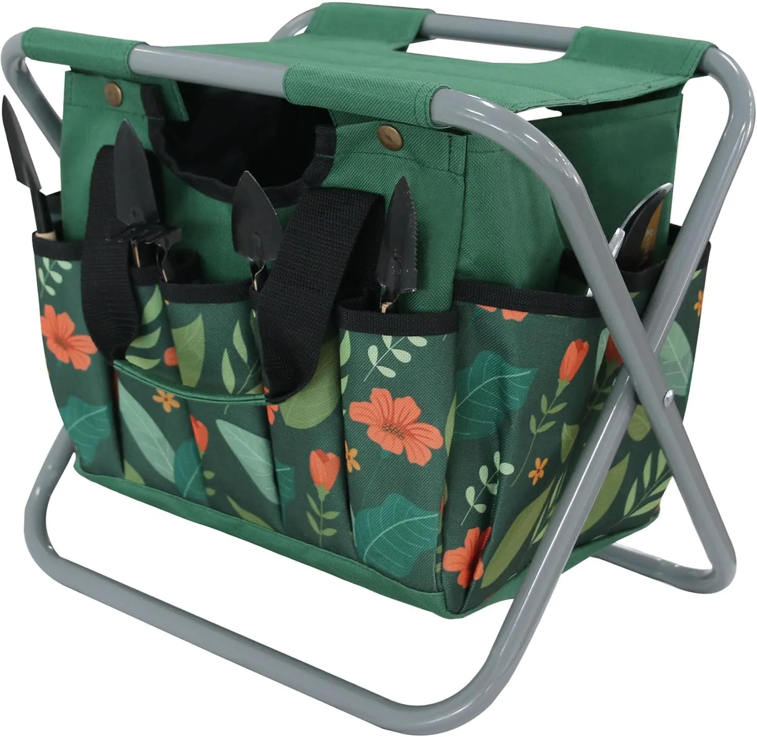 Garden Stool Folding with Detachable Storage Tote Bag Gardening Tools Set Organizer Portable Gardening Workseat Gifts for Gardeners Ideal for Fishing Hiking Camping Without Tools