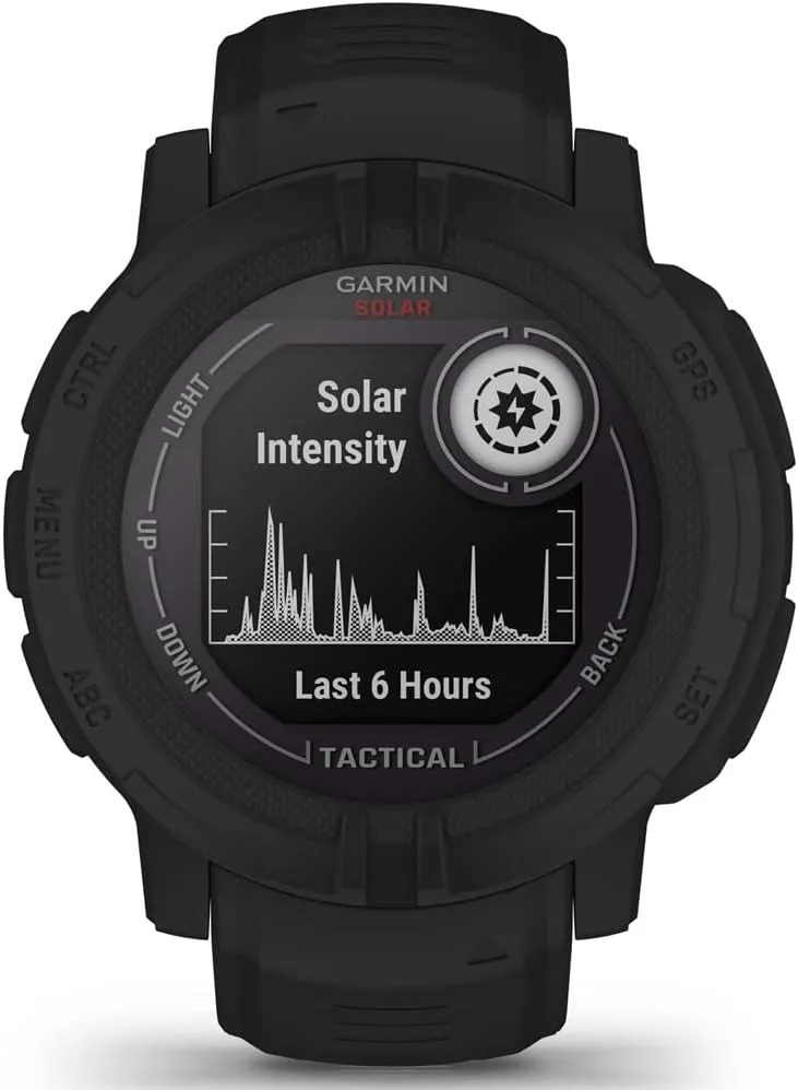 Garmin 010-02627-13 Instinct 2 Solar Smartwatch, Tactical Edition, Black Bundle with Deco Essentials 2X Tactical Emergency Paracord Multipurpose Bracelet and 2X Screen Protector