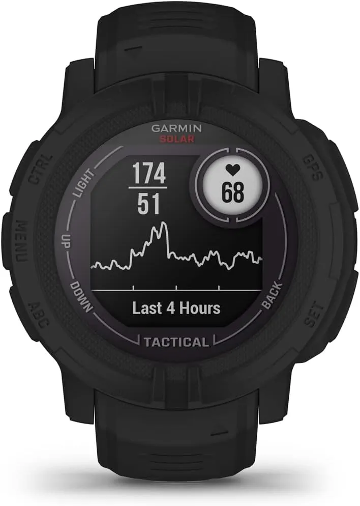Garmin 010-02627-13 Instinct 2 Solar Smartwatch, Tactical Edition, Black Bundle with Deco Essentials 2X Tactical Emergency Paracord Multipurpose Bracelet and 2X Screen Protector