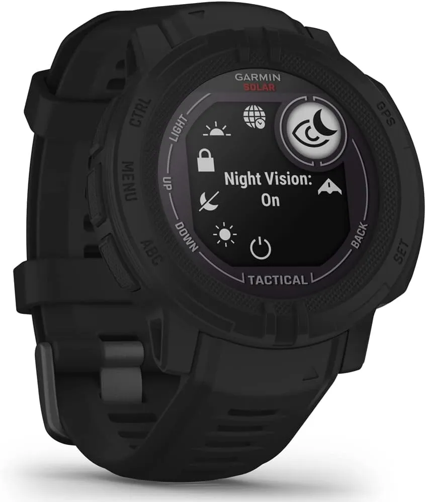 Garmin 010-02627-13 Instinct 2 Solar Smartwatch, Tactical Edition, Black Bundle with Deco Essentials 2X Tactical Emergency Paracord Multipurpose Bracelet and 2X Screen Protector