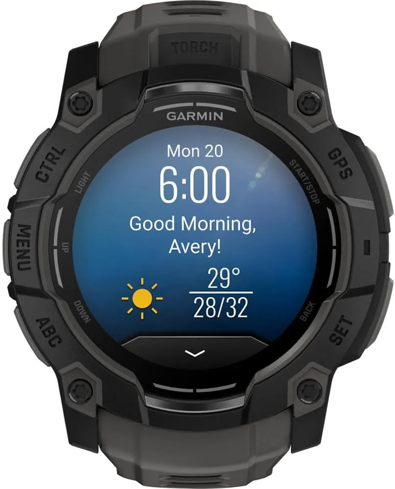 Garmin Instinct 3-50 mm Outdoor GPS Smartwatch, AMOLED, Black with Black Band 010-03020-00 Bundle with Deco Essentials Screen Protector & 2X Tactical Emergency Paracord Bracelet