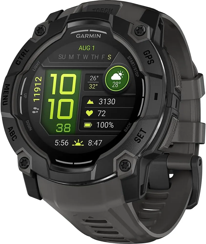 Garmin Instinct 3-50 mm Outdoor GPS Smartwatch, AMOLED, Black with Black Band 010-03020-00 Bundle with Deco Essentials Screen Protector & 2X Tactical Emergency Paracord Bracelet
