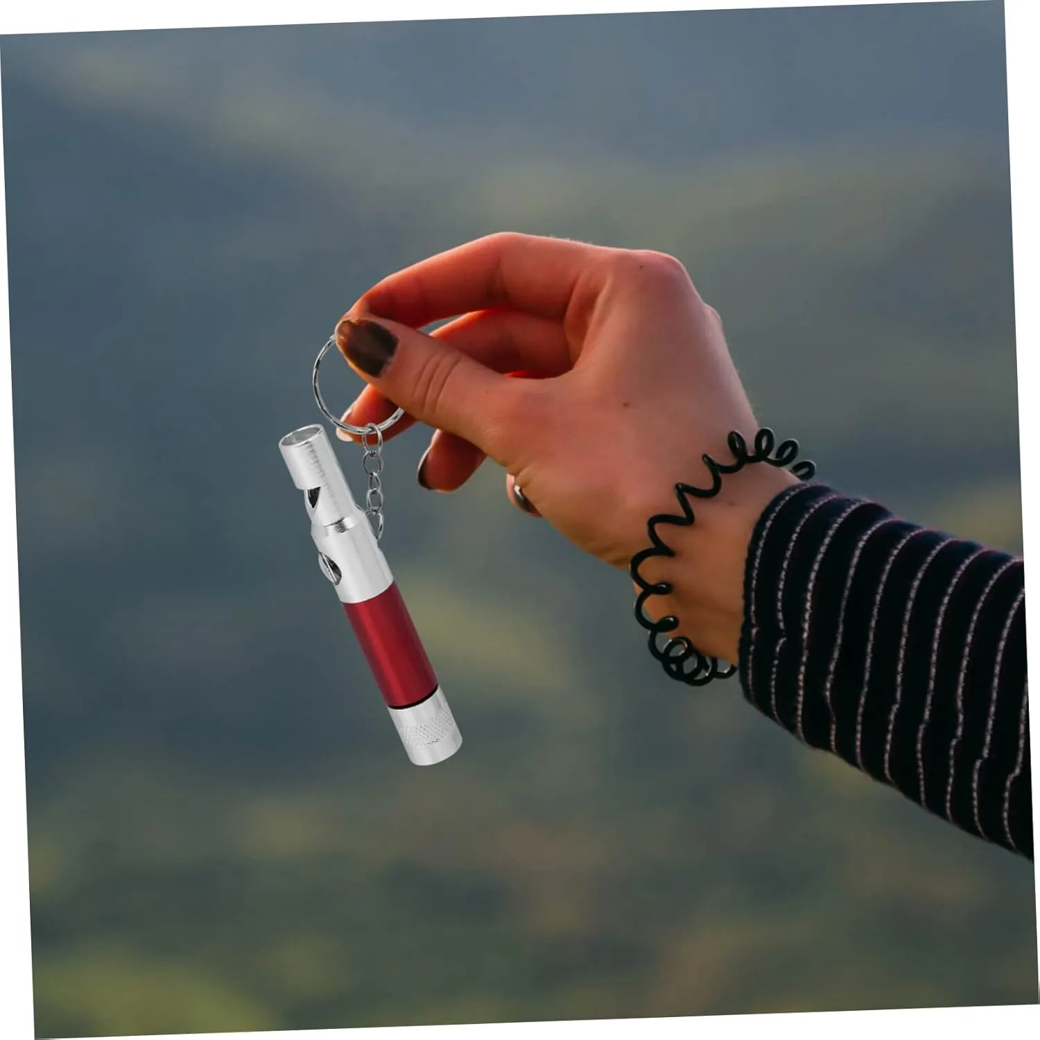 Garneck 2pcs Metal Whistle Sports Whistle Pocket Flashlight Whistles with Flashlight Hiking Pocket Compass Training Whistles Aluminum Alloy Black Emergency Whistle Survival Whistle Toolkit