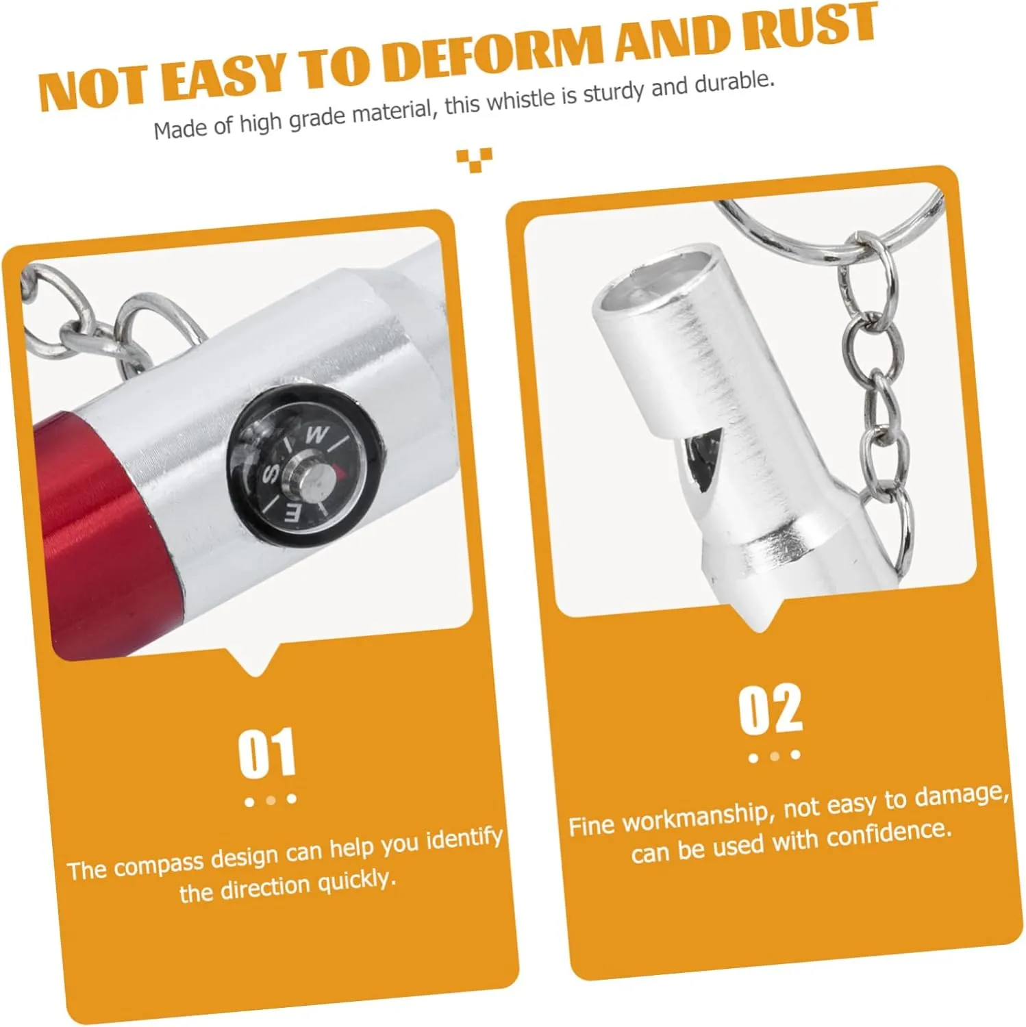 Garneck 2pcs Metal Whistle Sports Whistle Pocket Flashlight Whistles with Flashlight Hiking Pocket Compass Training Whistles Aluminum Alloy Black Emergency Whistle Survival Whistle Toolkit