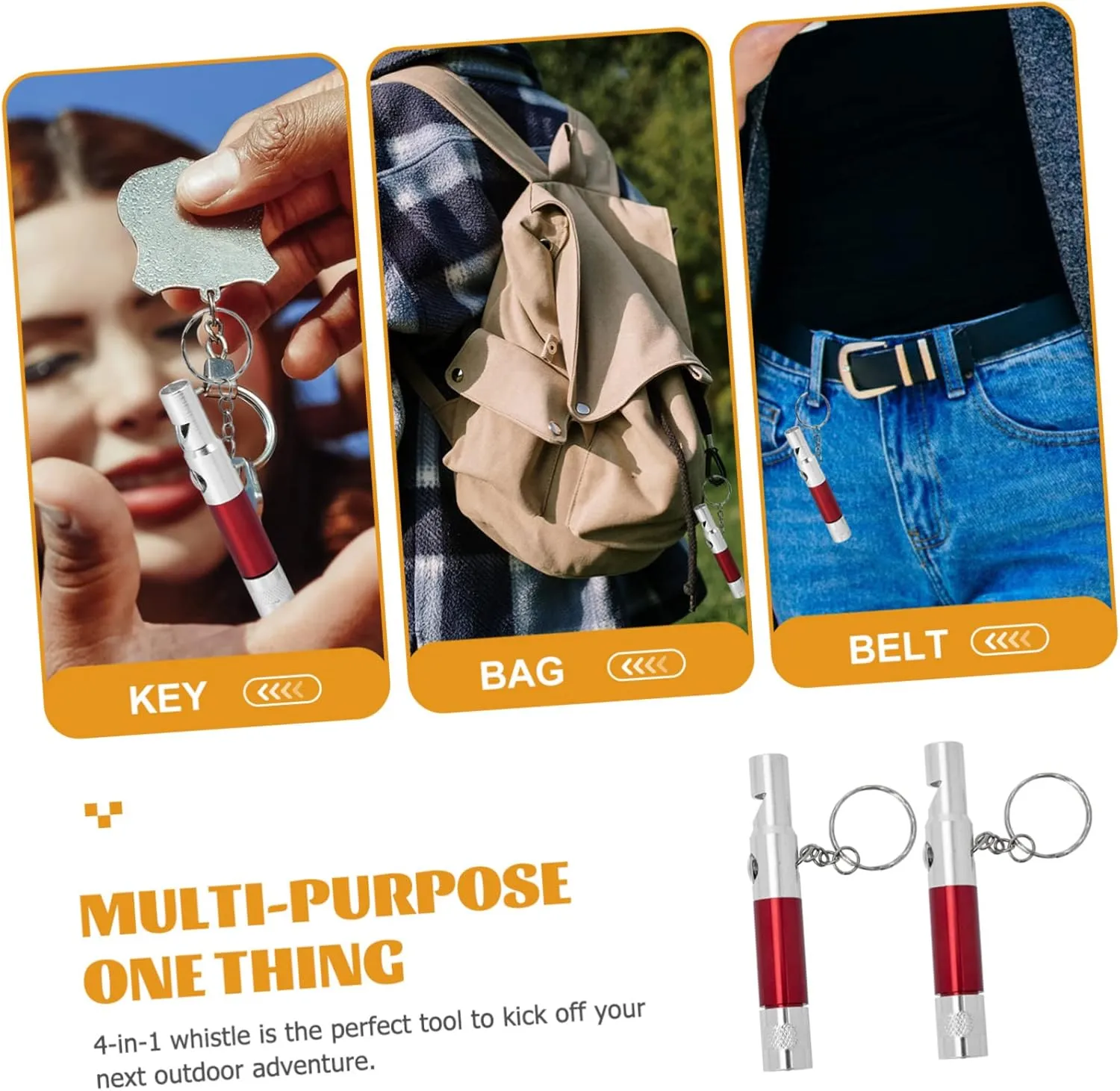Garneck 2pcs Metal Whistle Sports Whistle Pocket Flashlight Whistles with Flashlight Hiking Pocket Compass Training Whistles Aluminum Alloy Black Emergency Whistle Survival Whistle Toolkit