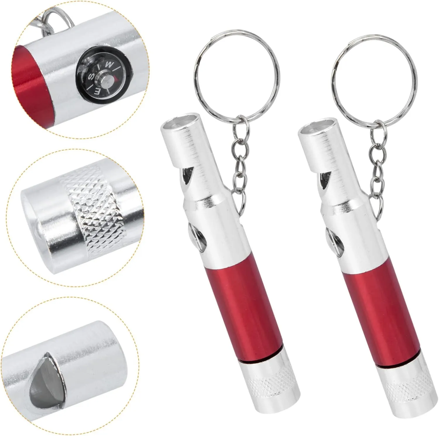 Garneck 2pcs Metal Whistle Sports Whistle Pocket Flashlight Whistles with Flashlight Hiking Pocket Compass Training Whistles Aluminum Alloy Black Emergency Whistle Survival Whistle Toolkit
