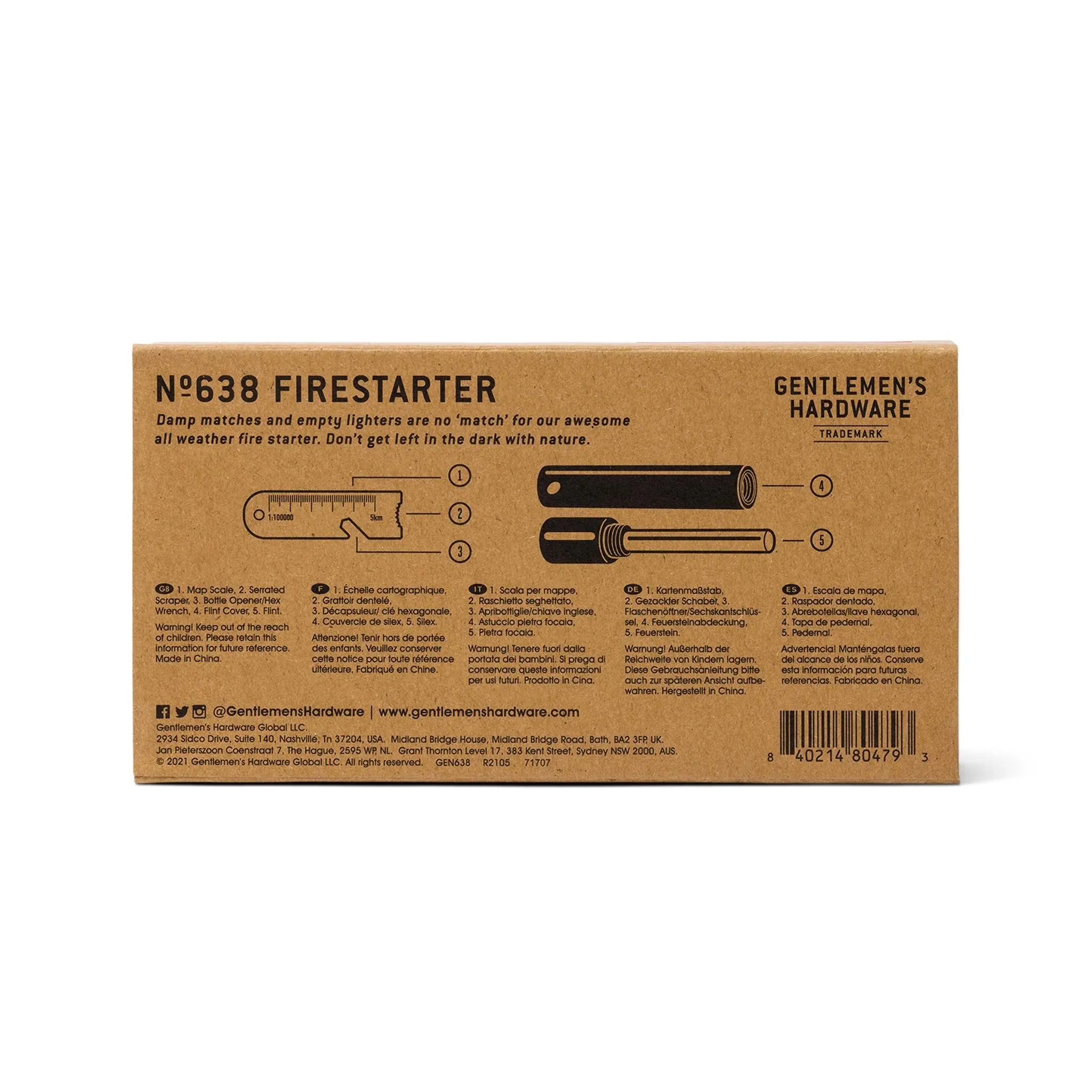 GENTLEMEN'S HARDWARE Magnesium Fire Starters with Handle