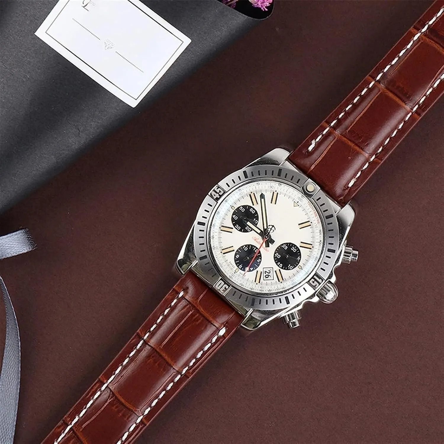 Genuine Leather Watch Band For Breitling Strap Wrist Bracelet With Folding Buckle Replacement Watch Accessories