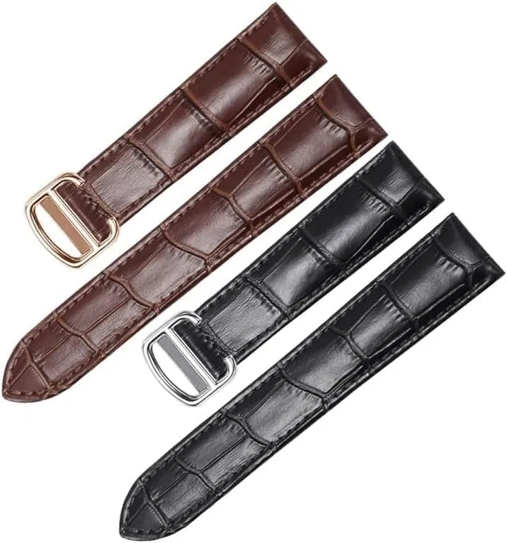 Genuine Leather Watch Band For Cartier TANk SOLO RONDE DE Watch Chain Folding Buckle Watch Strap Accessories Bracelet Belt