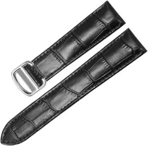Genuine Leather Watch Band For Cartier TANk SOLO RONDE DE Watch Chain Folding Buckle Watch Strap Accessories Bracelet Belt