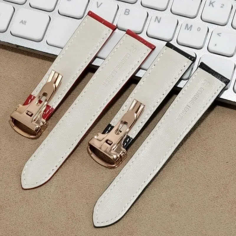 Genuine Leather Watch Band For Cartier TANk SOLO RONDE DE Watch Chain Folding Buckle Watch Strap Accessories Bracelet Belt
