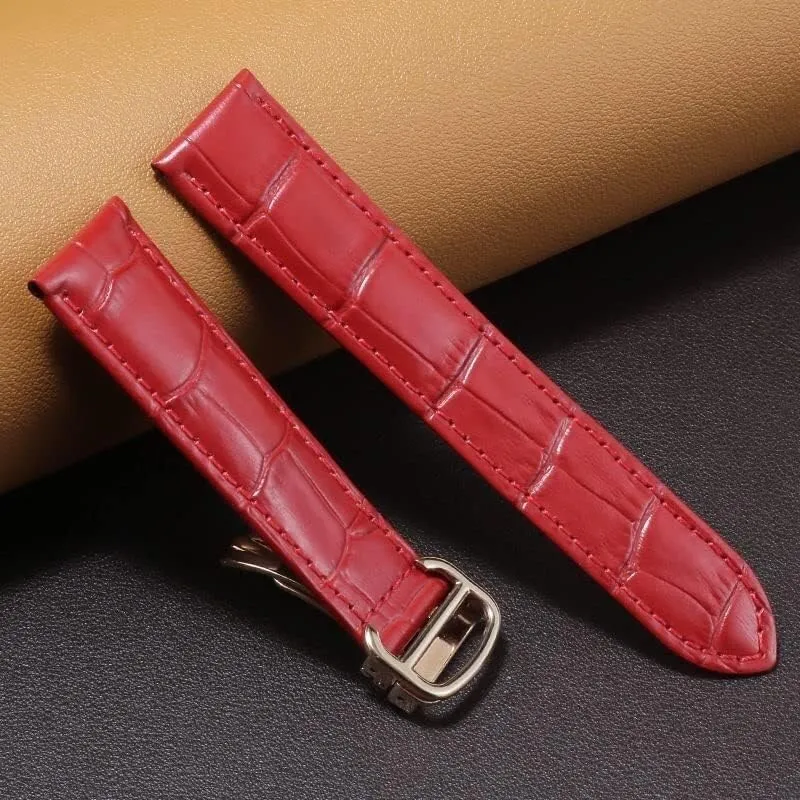 Genuine Leather Watch Band For Cartier TANk SOLO RONDE DE Watch Chain Folding Buckle Watch Strap Accessories Bracelet Belt