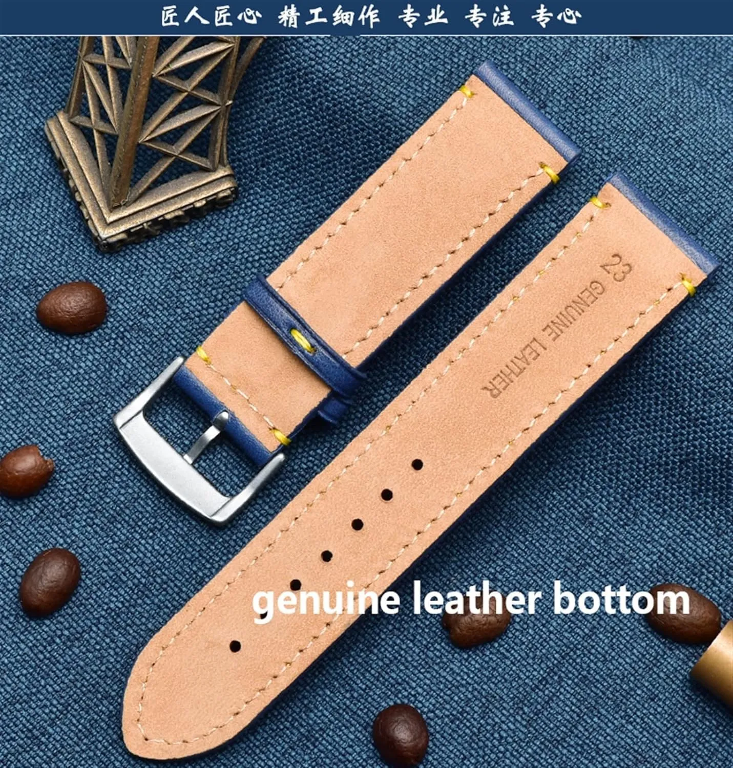 Genuine Leather Watch Strap For Citizen AT8020 JY8078 Wristband With Folding Buckle Bracelet