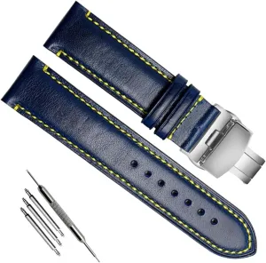 Genuine Leather watch Strap for Citizen AT8020 JY8078 Wristband with Folding Buckle Bracelet