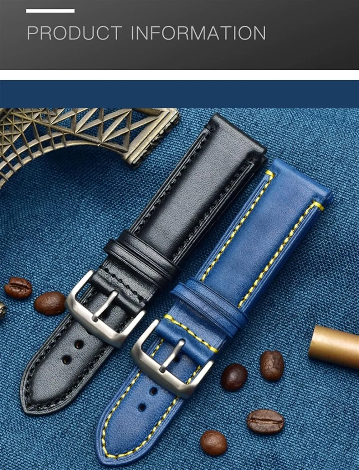 Genuine Leather Watch Strap For Citizen AT8020 JY8078 Wristband With Folding Buckle Bracelet