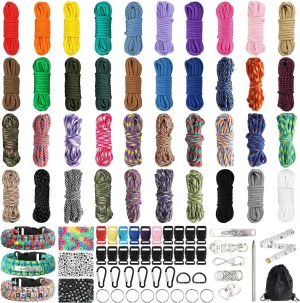 GNILLKO Paracord Bracelet Kit - 40 Colors, 10 Feet, Complete Accessories for Making Bracelets, Lanyards, Dog Collar