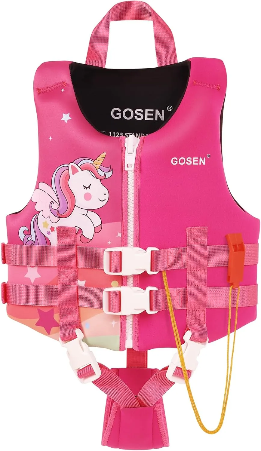 GOSEN Toddler Swim Vest Kids Floaties - Swim Jacket for 1-8 Years (24-80LBS) - Children Pool Float with Dual Adjustable Safety Straps, Swimming Aid for Boys and Girls