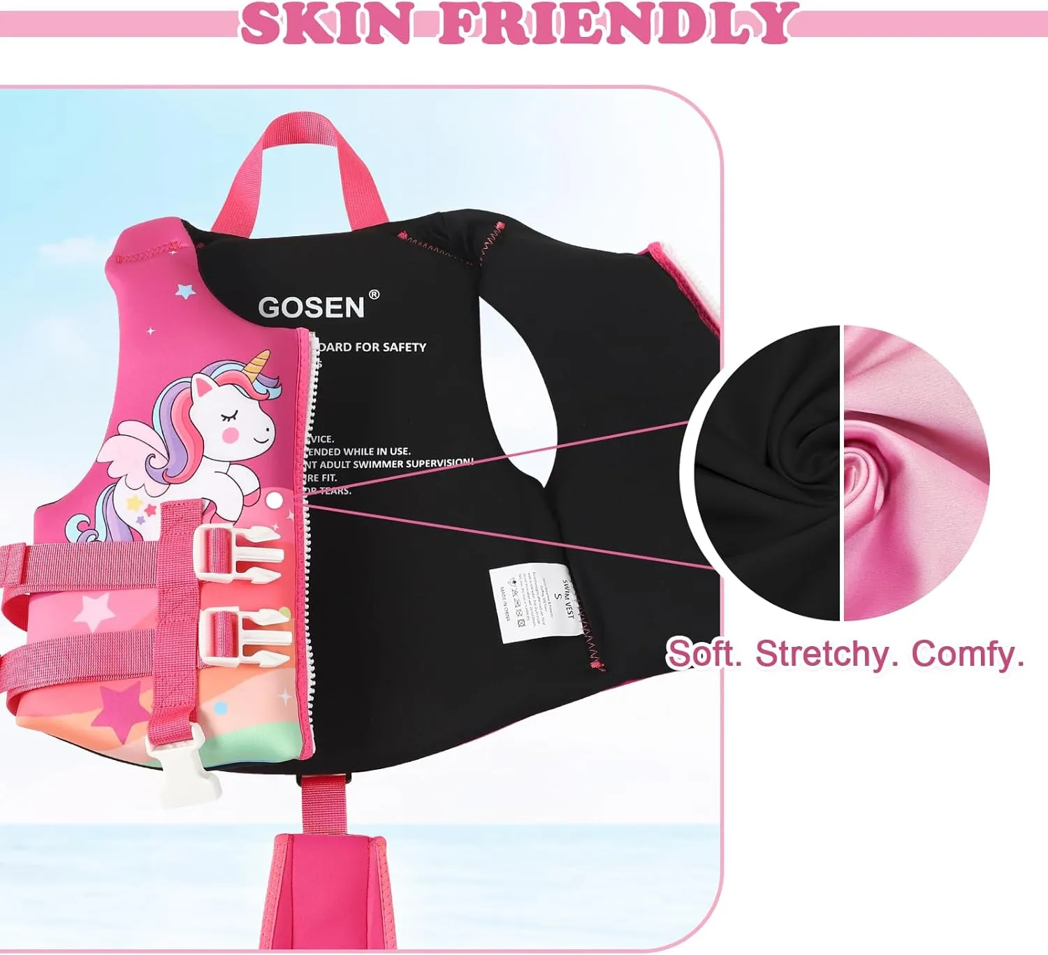 GOSEN Toddler Swim Vest Kids Floaties - Swim Jacket for 1-8 Years (24-80LBS) - Children Pool Float with Dual Adjustable Safety Straps, Swimming Aid for Boys and Girls