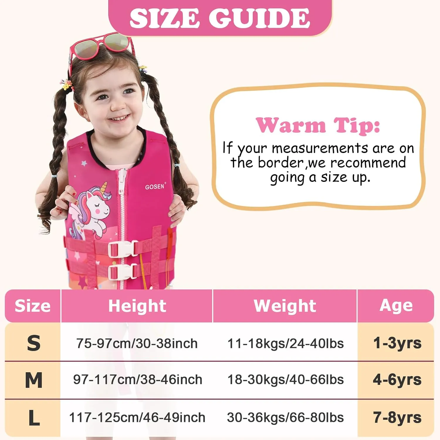 GOSEN Toddler Swim Vest Kids Floaties - Swim Jacket for 1-8 Years (24-80LBS) - Children Pool Float with Dual Adjustable Safety Straps, Swimming Aid for Boys and Girls