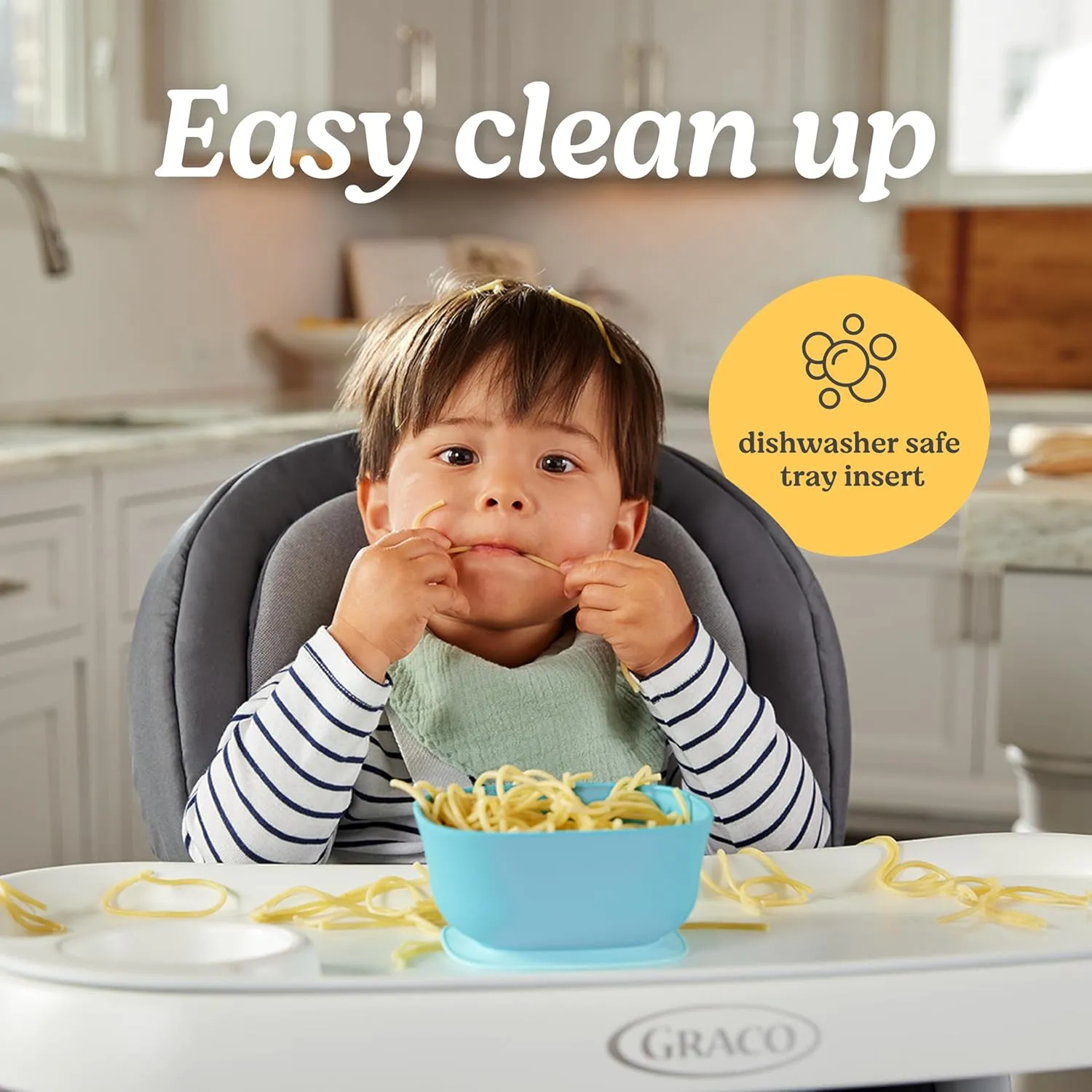 Graco DuoDiner DLX Highchair, 6 Stages of Use – Infant to Baby High Chair, Infant to Toddler Booster Seat, Youth Stool, 5 Adjustable Height Positions, Splatter Art