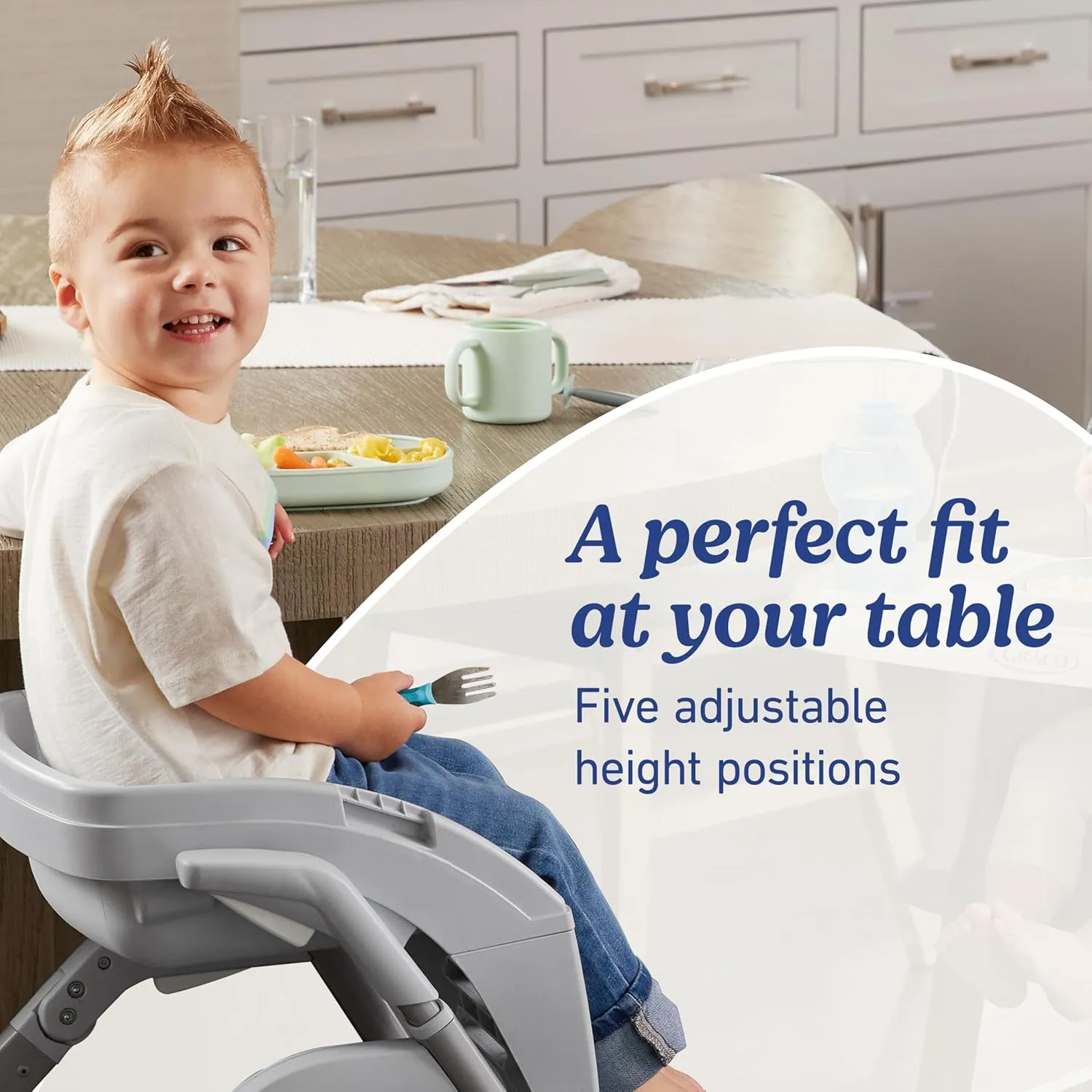 Graco DuoDiner DLX Highchair, 6 Stages of Use – Infant to Baby High Chair, Infant to Toddler Booster Seat, Youth Stool, 5 Adjustable Height Positions, Splatter Art