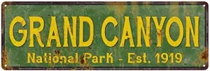 Grand Canyon National Park Sign Décor Rustic Signs Cabin Decorations Outdoors Adventure Plaque Nature Tin Wall Art Home Gift 6 x 18 High Gloss Metal 206180057037