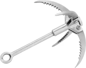 Grappling Hook, Stainless Steel Folding Grappling Hook Rock Climbing Claw Survival Tool Equipment Locking Carabiners Carabiners Quickdraws, Durable Grappling Hook for Outdoor Climbing Hiking